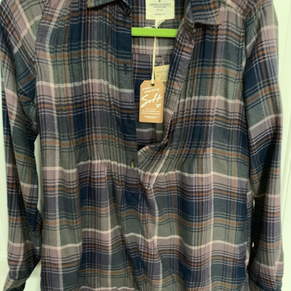 American Eagle Plaid Button Down Sz XS - Picture 3 of 8